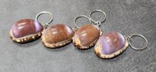 4- Seashell Key Chain Leopard Conch Shell Vintage 1-3/4" Nautical Souvenir Gift