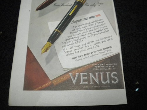 Saturday Evening Post 1945 Advertising Ad For Venus Pens & Nunn-Bush Shoes - Picture 4 of 8