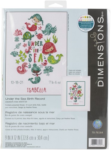 Dimensions Counted Cross Stitch Kit 12"X9" Under The Sea Birth Record (14 Count) - 第 4/4 張圖片