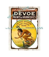 Devoe Raynolds Paints Varnishes native American Indian metal tin sign wall art