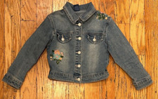 Back to School Arizona Jean Girls Wild Child Embroidered Blue Jean Jacket Sz 4/5