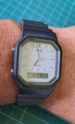 Vintage (1998) Alba by Seiko V041-5000 DIGI-ANA Uhr Japan *Neues Armband funktioniert*