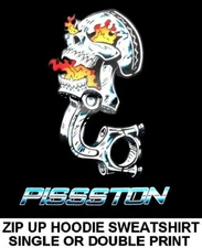 OLD SCHOOL HARDCORE WICKED HOT ROD SKULL PISTON & ROD CAR ZIP HOODIE SWEATSHIRT