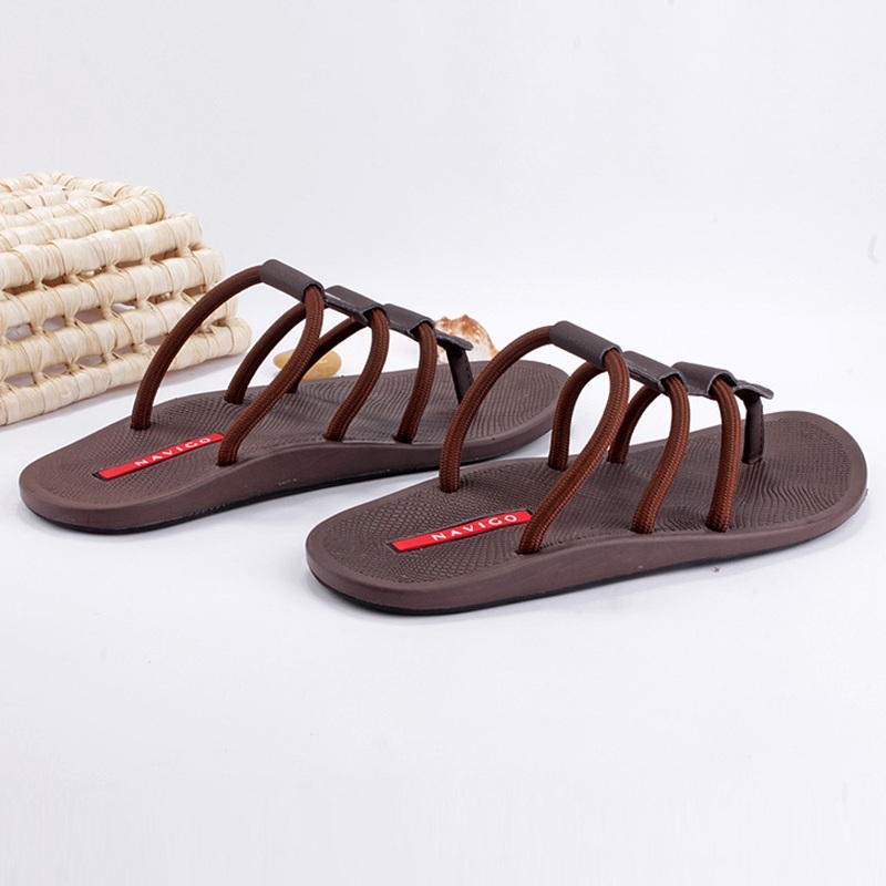 Men's Double Plug Thong Sandals – Black Flip Flops, Rubber Upper, Comfortable Slippers 5 thumbnail image