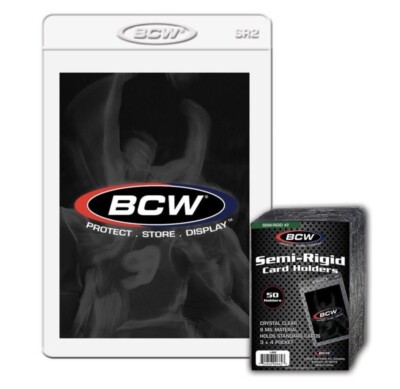 BCW Pack of 50 Holders Semi-Rigid Cards Holder #2 3 x 4 Pocket (#CS56)