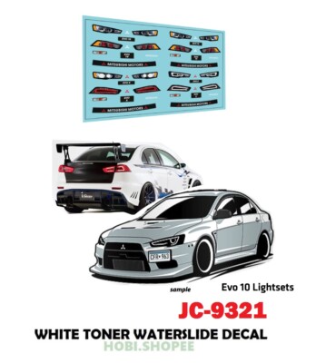 JC-9321 White Toner Waterslide Decals EVO 10 LIGHTSETS Custom 1:64 Hot Wheels