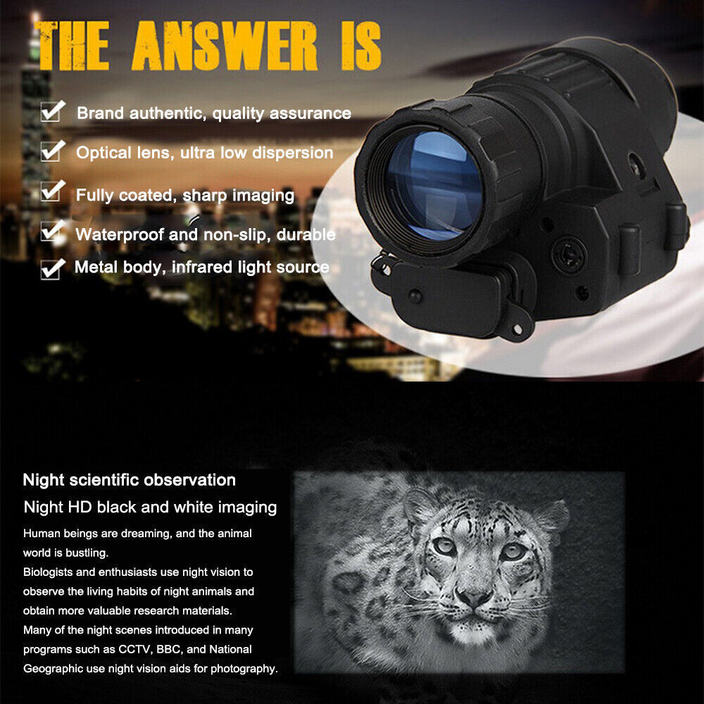 IR HD 2X Monocular Night Vision Helmet Scope Hunting NVG Rhino Arm