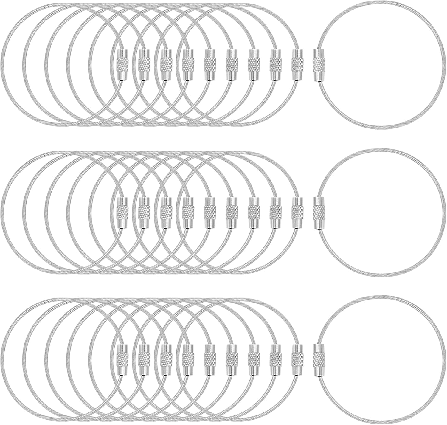 30-Pack 6 Inch Retractable Keychain Loops for Luggage Tags