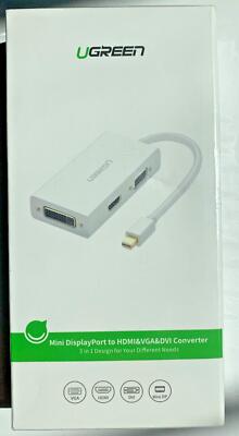 Ugreen Mini Display Port To HDMI & VGA & DVI  Color is White