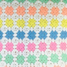 Granny square pastel blanket baby lovey crochet pink yellow green blue 42 x 32 b