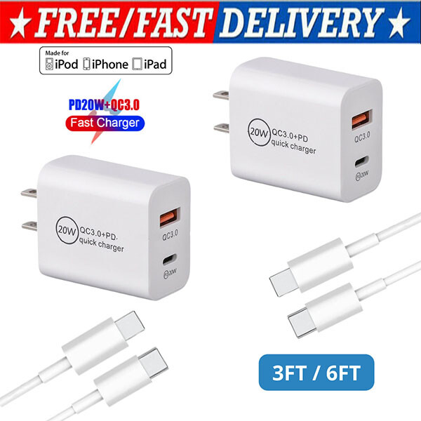 For iPhone 14 13 12 11 Pro XR 20W USB-C Fast Charger Power Adapter Block PD lot