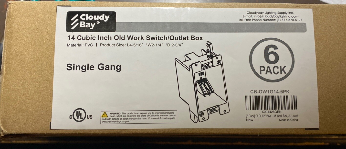 6 Pack CLOUDY BAY Single Gang Electrical Outlet Box14 Cubic Inch Junction Box