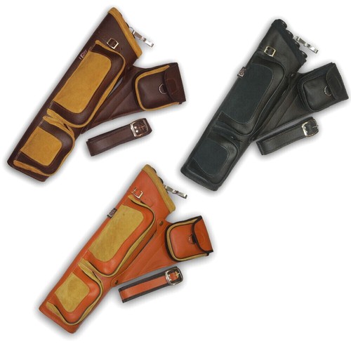 4 TUBES LEATHER RECURVE/COMPOUND/LONGBOW ARROW BAG SIDE/HIP/WAIST BELT QUIVER - Picture 2 of 10