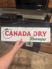 Canada Dry VINTAGE Original ANTIQUE GAS OIL PORCELAIN SIGN Soda Pop Metal 24&rdquo;