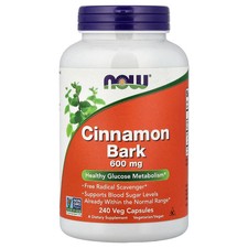 Now Foods Cinnamon Bark 600 mg 240 Capsules GMP Quality Assured