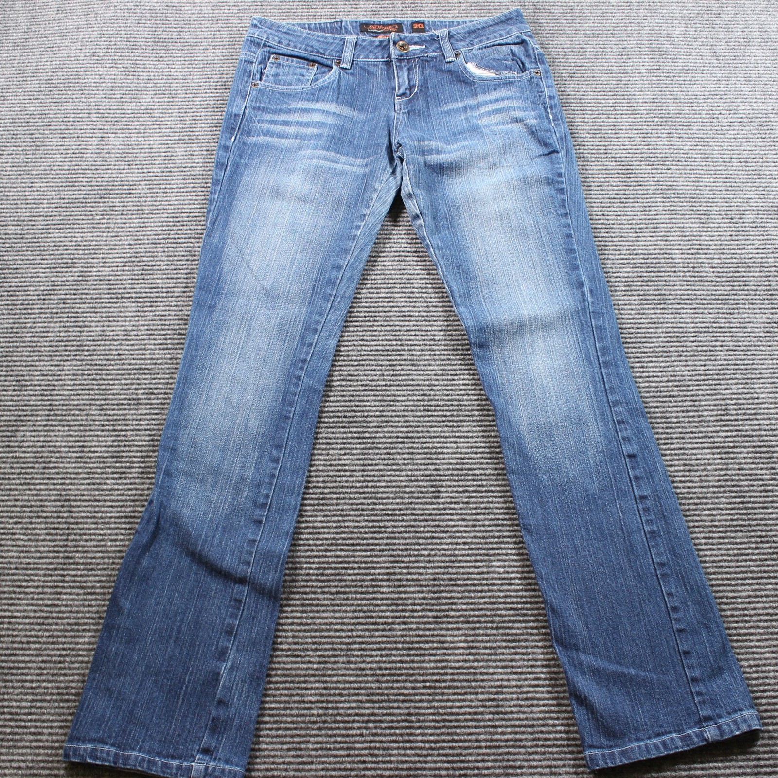 Ed Hardy Jeans Women's 30x33 Blue Bootcut Skull Embroidered Y2K