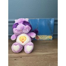 Vintage Care Bear Cousins Bright Heart Raccoon Plush Purple Kenner with Box