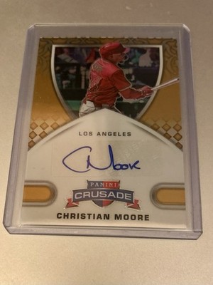 2025 Panini Crusade GOLD PRIZM Christian Moore LA Angels #CS-CMR Auto 1/10 SSP