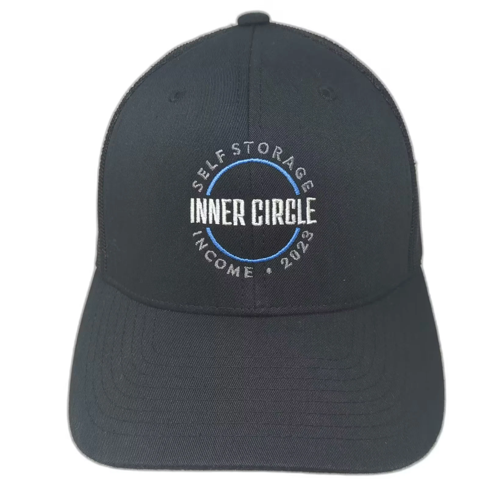 Trucker Hat Black Blue OS Self Storage Income 2023 Embroidered Mesh Snapback