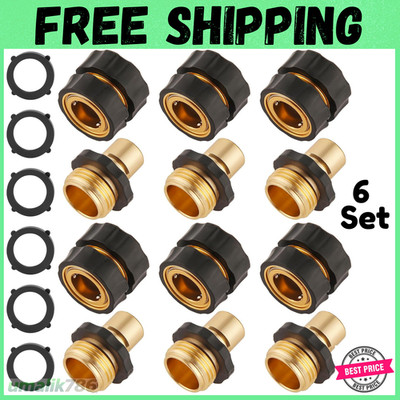 6 Set Quick Connect Hose Fittings for Garden Hose Quick Connector with Gasket