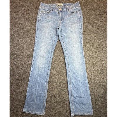 White House Black Market Blanc Bootcut Jeans Sz 6 Blue Embroidered Pockets 29x32