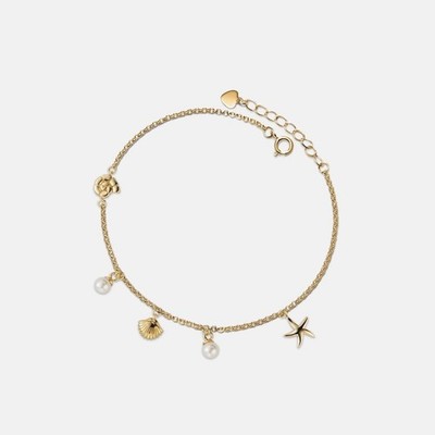PERIMADE Seashell Starfish Charm Anklet   Shell Pearl Beach Friendship Anklet
