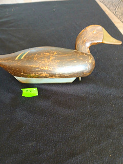 Vintage Black Duck Wood Hunting Decoy Solid Body w/ Bottom Label
