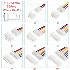 5Sets JST XH2.54 Male Female Plug Connector With 26AWG Wire 2-10 Pin Socket