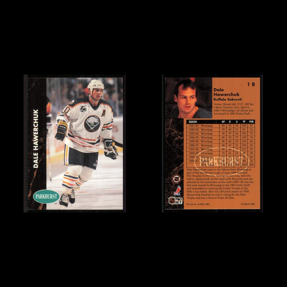 Dale Hawerchuk #18 1991 Parkhurst Buffalo Sabres Hockey Card NHL NM - Image 3 of 3