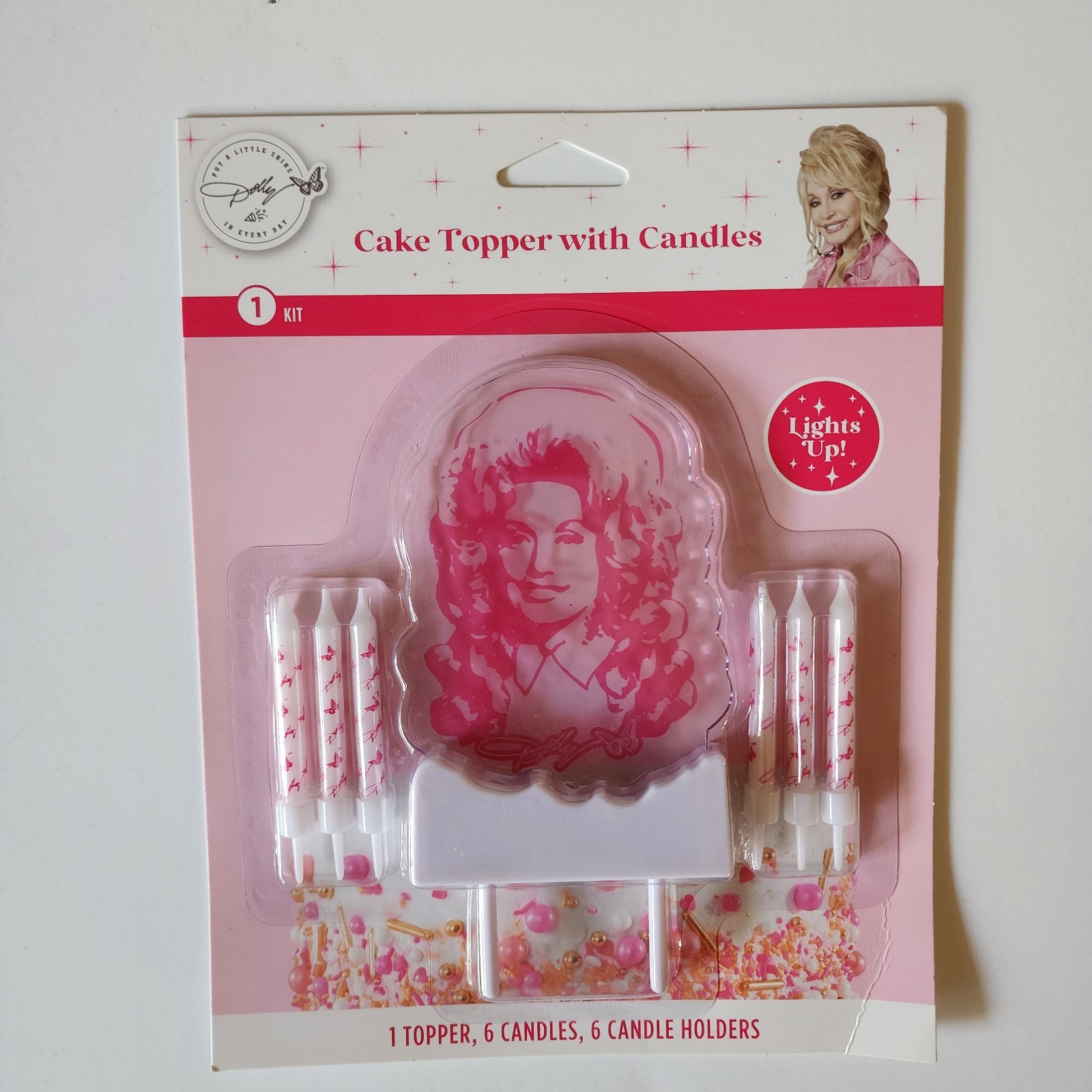 Brand New Dolly Parton Cake Topper Lights up 6 Candles 6 Candle Holders