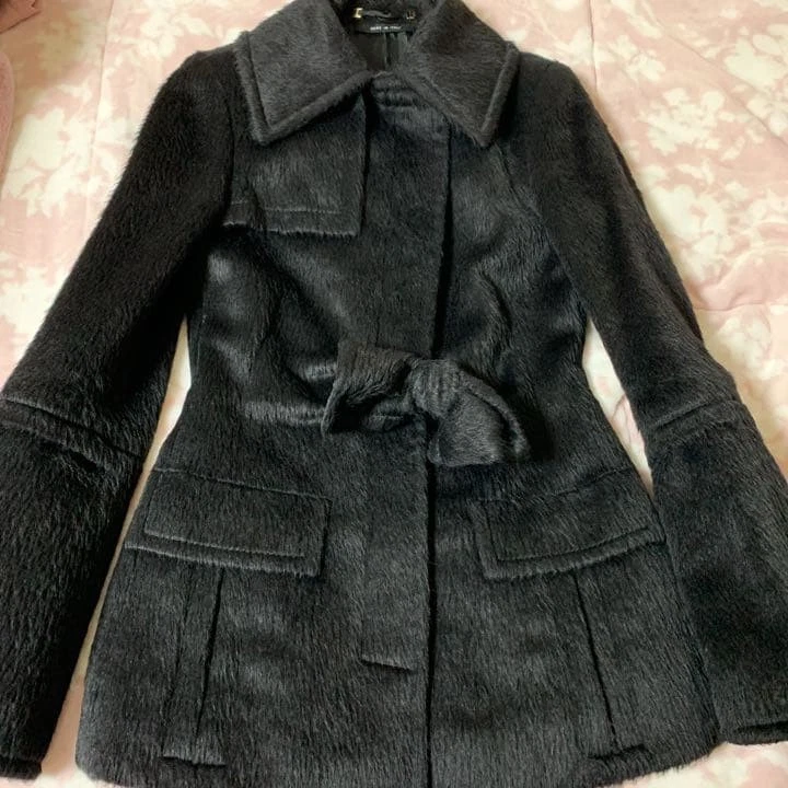 Gucci Alpaca Coat Women's 38 Black Luxury Unique Style Used Japan - Image 2 of 4