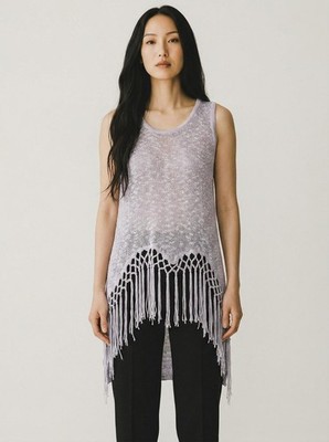 POL NWOT Fringe Tank Top-Size L-Cloud Gray