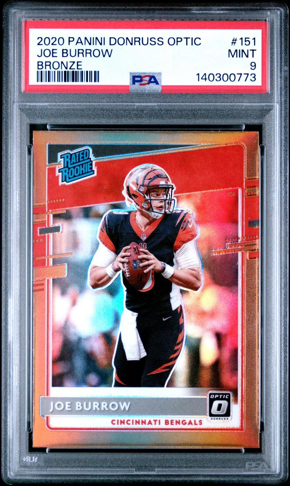 Joe Burrow Rated Rookie - 2020 Donruss Optic #151 Bronze Prizm (RC) PSA 9 MINT
