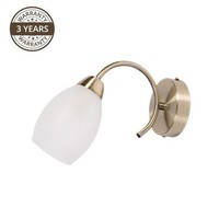 Domoletti Klassisch Wandlampe E27 40W Glas Matt Messing Weiß 22X12X18,5 Cm