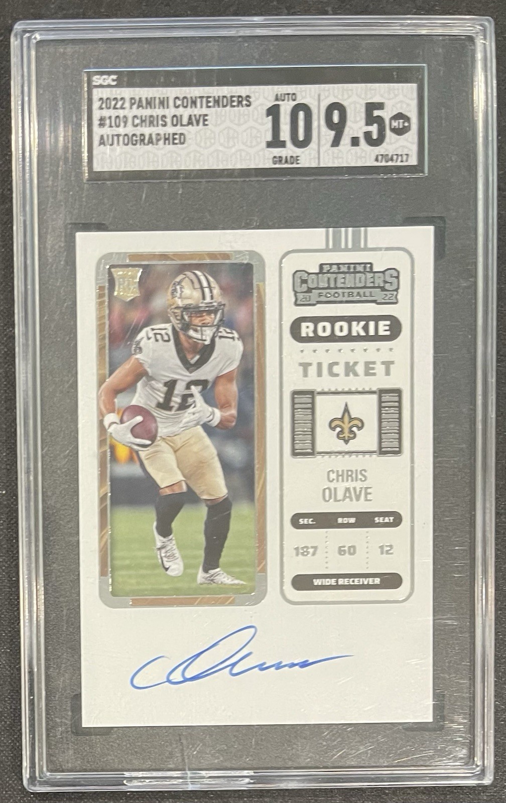 2022 Panini Contenders #109 Chris Olave RC Ticket RC AUTO PSA 10 Gem Mint Crack