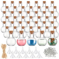 Bokon 25 Pack 1oz Plastic Mini Potion Bottles with Corks, 1.4x1.8 Inch, Round