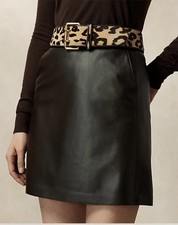 SIZE 2 Ralph Lauren Collection Careen Lambskin Chocolate Brown Leather Skirt