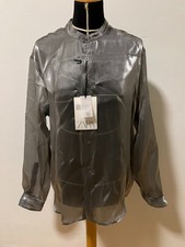 Zara Damen Transparent Silber Hemd Organza Sommer schimmernd sheer Bluse Größe S