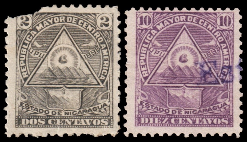 Nicaragua Scott 109B, 109G (1898) Mint/Used H Fair to Fine C