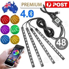 4X 48LED RGB Car Interior Footwell LED Strip Lights USB Remote Control Music AU