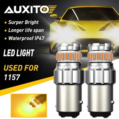 2X AUXITO 1157 Amber Yellow LED Turn Signal Light Parking Bulbs CANBUS EOW