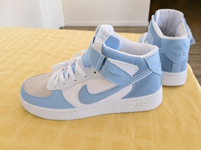 Nike Air Force 1 Mid Men's Mid Top Lace Up Hook & Loop Strap Sneakers Blue