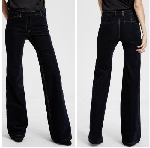 Theory Midnight Blue Denim Look Velvet Demitria Flared Pants - Size 4