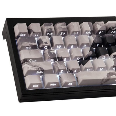 PBT Side Printed Keycaps 135 Keys Shine Through Gray White Bird Cherry MX