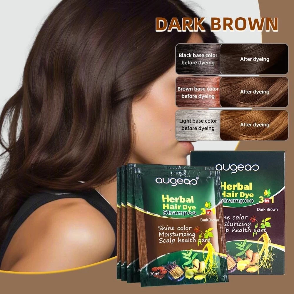 3 in 1 Hair Dye Shampoo Instant Gray Coverage Herbal Men Women 300 ml Box