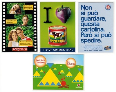 Lot 4 Advertising Postcards Cards Borotalco Simmenthal Vodafone Nastro Azzurro
