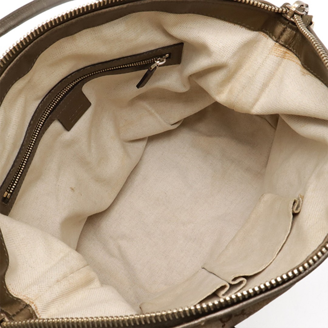 GUCCI GG Canvas Heart Shoulder Bag Leather & Glitter Bronze Used thumbnail 6