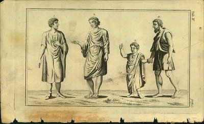 Kupferstich Stich - 1822 - 1. Römer im Mantel - 2. und 3. Römer in der Tunica -