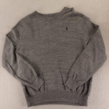 Polo Ralph Lauren Sweatshirt Mens L Gray Heather 100 Cotton Pullover Sweater