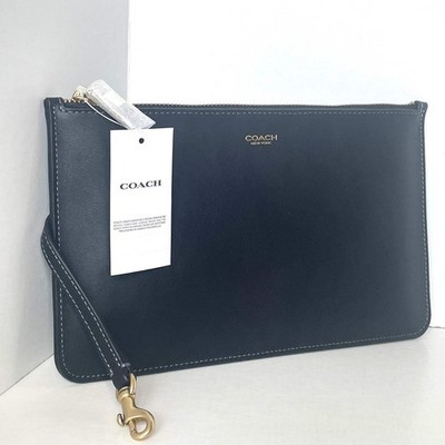 COACH シグネチャー 2way ビジネスバッグ PVCレザー　ブラック Coach New York Zip Pouch Black Leather Dog Leash Clip Wallet CZ756